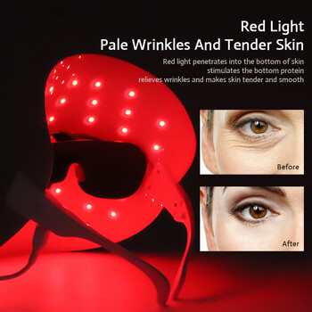 Μάσκα προσώπου LED Led Light Photon Therapy 3 Colors Light Facial Beauty Συσκευή για αναζωογόνηση δέρματος Αφαίρεση ρυτίδων Αντιγήρανση