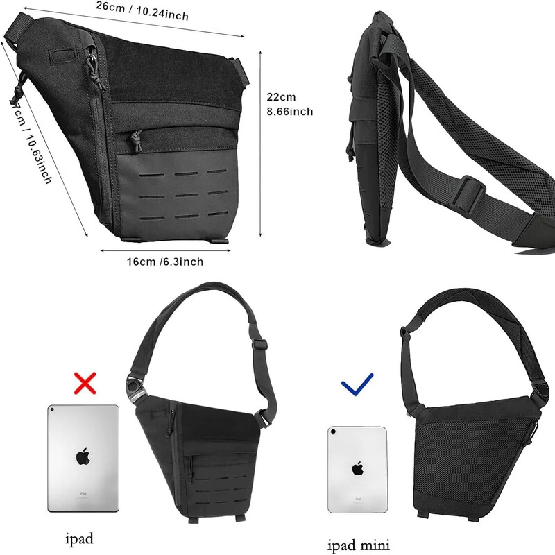 Overstock vyriškas taktinis pečių krepšys, apsaugantis nuo vagystės, paslėptas ginklo dėklas, reguliuojamas skersinis krūtinės krepšys, nematomas ginklo dėklas