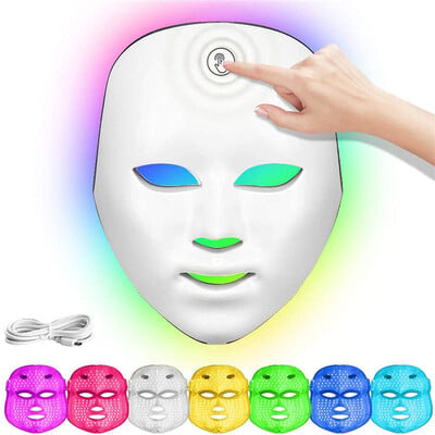 7 krāsu LED maska sejas skaistuma maska Photon Light Skin Rejuvenation Anti-acne terapija grumbu noņemšanai ādas kopšanas sejas maska