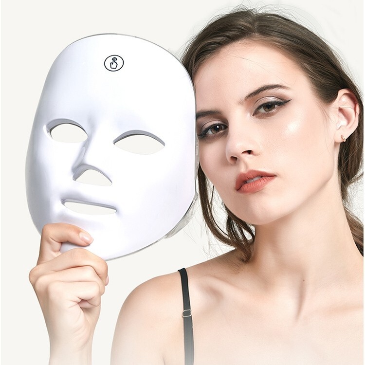 7 spalvų LED kaukė veido grožio kaukė Photon Light Skin Rejuvenation Anti-acne Therapy Raukšlių šalinimo Odos priežiūros veido kaukė