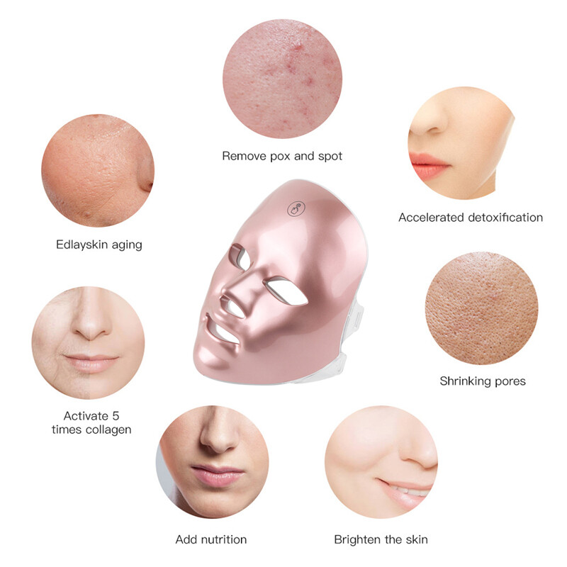 Laetav näo LED mask 7 värvi ilumask LED fotonteraapia naha noorendamine kodune näo tõstmine valgendav iluseade