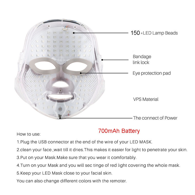 Laetav näo LED mask 7 värvi ilumask LED fotonteraapia naha noorendamine kodune näo tõstmine valgendav iluseade