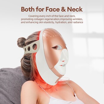 Безжична 7 цвята LED Face Neck Mask Photon Skin Rejuvenation Repair Skin Facial Beatuy SPA Mask Neck Wrinkle Remover Грижа за кожата