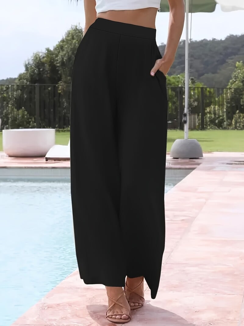 Ženske ljetne 2024 nove pletene tkanine velikih veličina elegantne temperamentne ležerne hlače širokih nogavica
