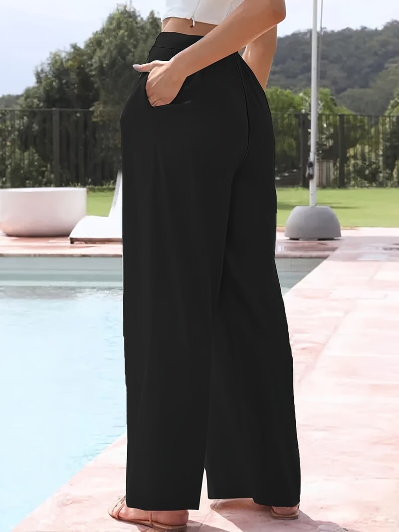 Ženske ljetne 2024 nove pletene tkanine velikih veličina elegantne temperamentne ležerne hlače širokih nogavica