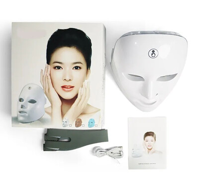 Įkraunama veido LED kaukė 7 spalvų fotonų liuminoterapijos grožio kaukė odos atjauninimui nuo spuogų namų veido pakėlimo balinimo