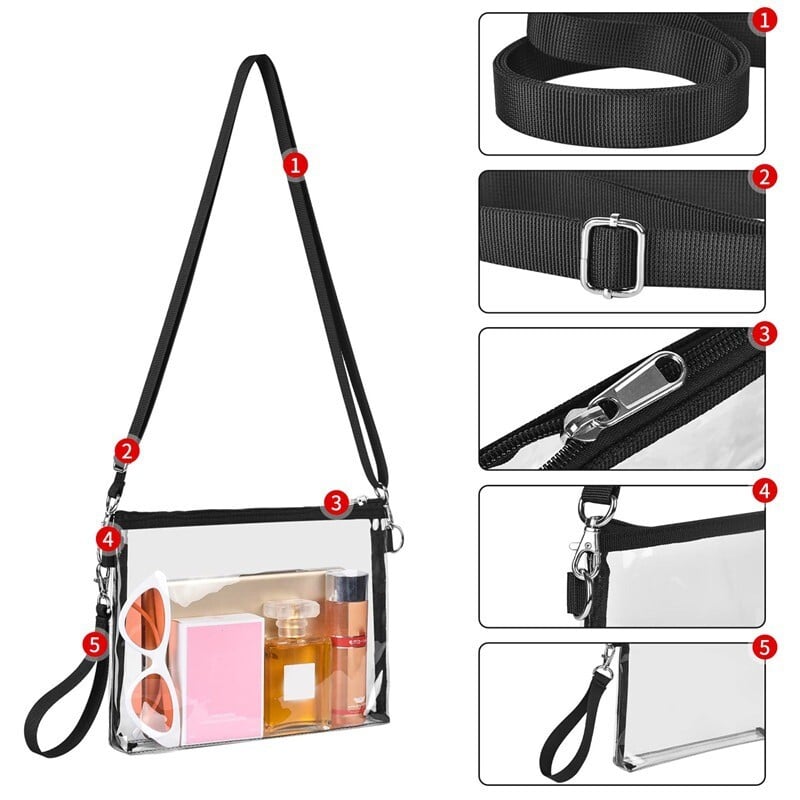 Priehľadná dámska crossbody kabelka, luxusná módna PVC priehľadná taška cez rameno, vysoko kvalitná malá nepremokavá kabelka, ženská kabelka