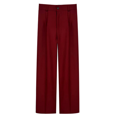 TRAF Femei Chic Fashion Office Wear Pantaloni Drepți Vintage Talie Înaltă Fermoar Fly Pantaloni Femei Mujer