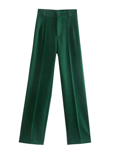 TRAF Femei Chic Fashion Office Wear Pantaloni Drepți Vintage Talie Înaltă Fermoar Fly Pantaloni Femei Mujer