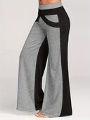 Didelio dydžio laisvalaikio kelnės, moteriškos „Plus Colorblock“ elastinės, platėjančios kelnės