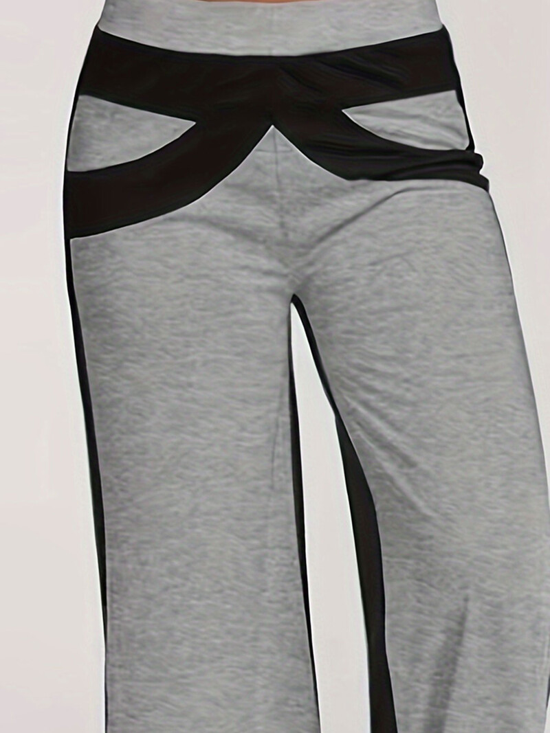 Didelio dydžio laisvalaikio kelnės, moteriškos „Plus Colorblock“ elastinės, platėjančios kelnės