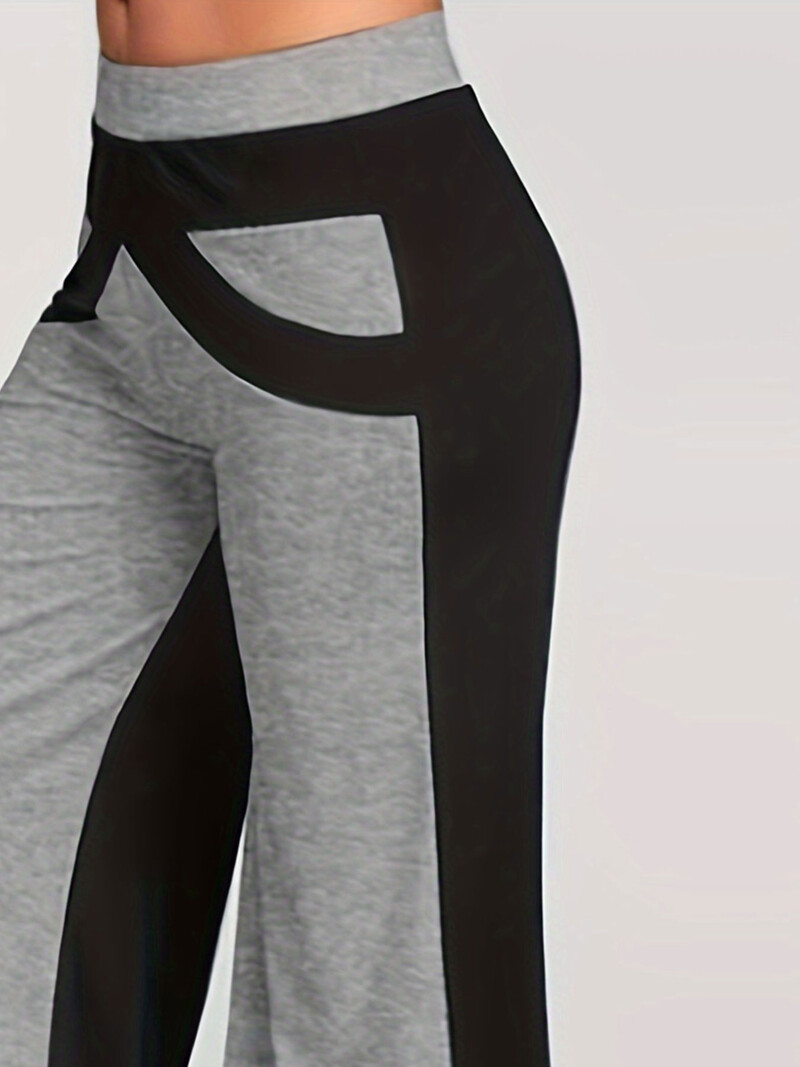 Didelio dydžio laisvalaikio kelnės, moteriškos „Plus Colorblock“ elastinės, platėjančios kelnės