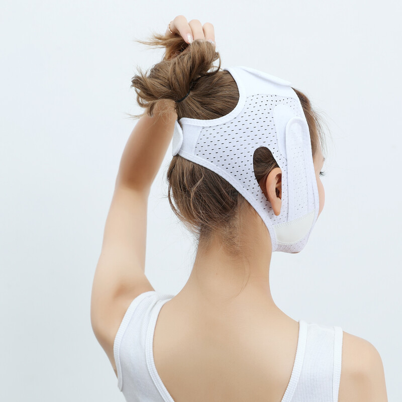Dvigubo smakro mažinimo priemonė, veido lieknėjimo juostelė, V formos kaukės pašalinimo priemonė, valiklis, juosta, diržas moterims, veido kaukė nuo raukšlių, balta
