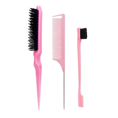 Set de 3 perii de păr Slick Back Perie de păr Perie de tachinare Pieptene pentru femei Copii Copii Păr negru