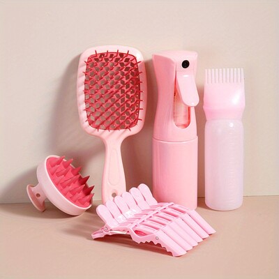 10 részes hajkefe készlet Detangling kefe készlet fejbőr masszázs hajfésű zöld Adjust Octopus göndör fésűs hajcsat minden hajtípushoz