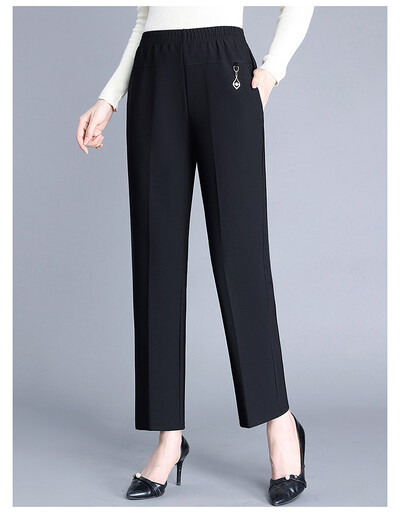 plus mărime primăvară toamnă de vârstă mijlocie femei cu talie elastică pantaloni drepți ocazional Pantaloni casual largi pentru femei 5XL îmbrăcăminte