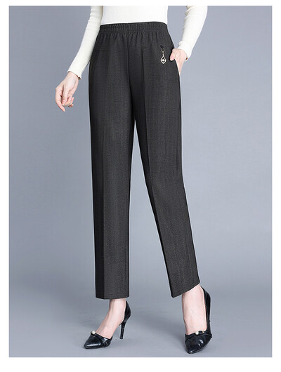 plus mărime primăvară toamnă de vârstă mijlocie femei cu talie elastică pantaloni drepți ocazional Pantaloni casual largi pentru femei 5XL îmbrăcăminte