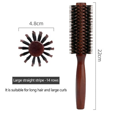Χτένισμα με σγουρά μαλλιά από μασίφ ξύλο από μασίφ ξύλο χοίρου Τετράγωνη λαβή Χτένισμα κυλίνδρου για στυλ μαλλιών Επίπεδη κύλιση Βούρτσα μαλλιών με χνουδωτές ρίζες