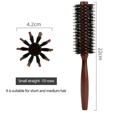 Χτένισμα με σγουρά μαλλιά από μασίφ ξύλο από μασίφ ξύλο χοίρου Τετράγωνη λαβή Χτένισμα κυλίνδρου για στυλ μαλλιών Επίπεδη κύλιση Βούρτσα μαλλιών με χνουδωτές ρίζες