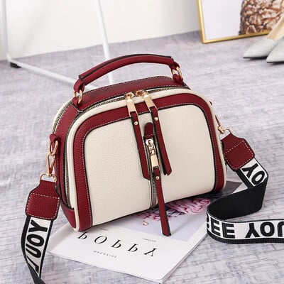 Fashion Hit Color pečių krepšiai moterims Moteriški PU odos Crossbody Messenger krepšiai Maža rankinė plataus dirželio piniginė