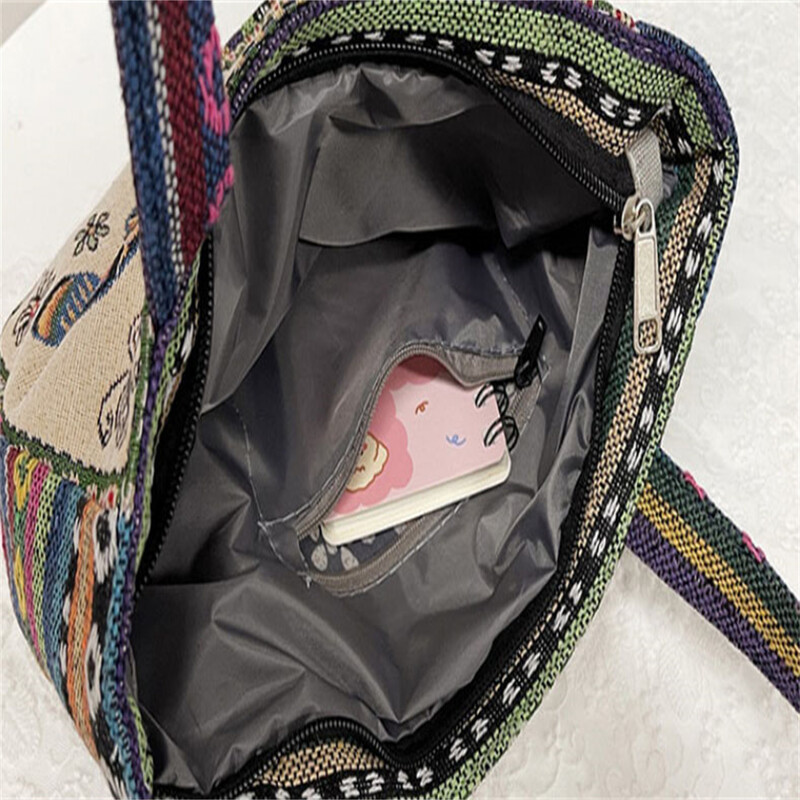 Női hímzett táska Retro bagoly elefánt nyomtatott kézitáskák női nagy űrtartalmú újrafelhasználható bevásárlótáska női válltáska