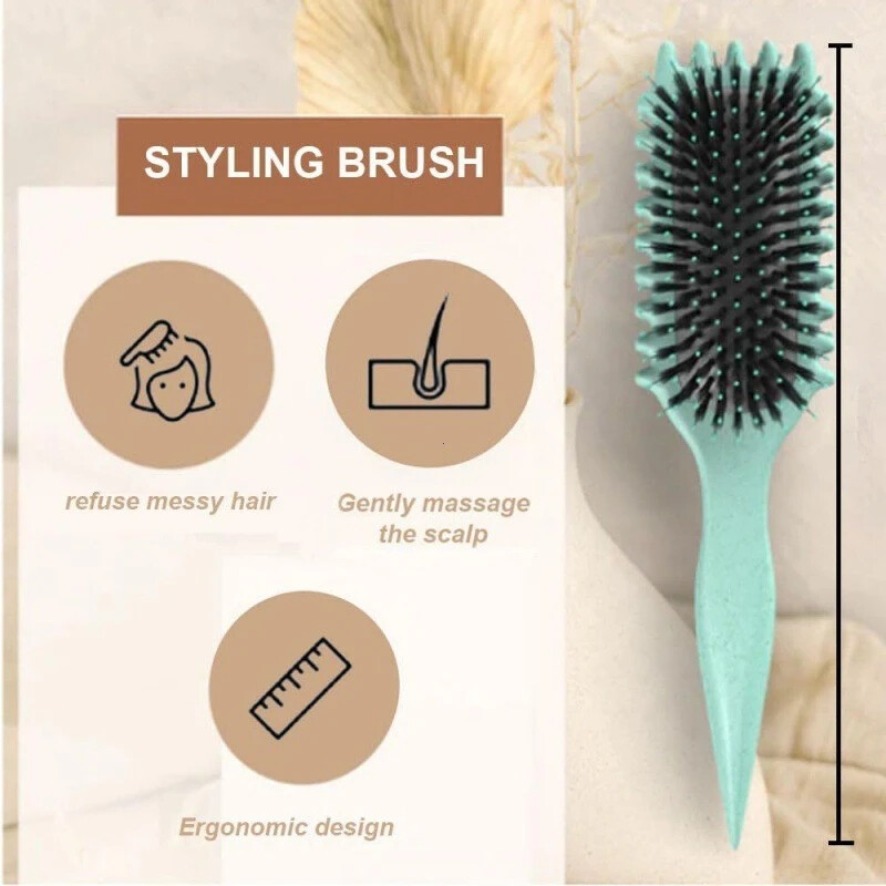 Curls Define Styling Brush Vaddisznó sörte Detangling Hajkefe Tangled Hair Fésű Formázás Meghatározó fürtök Fodrász Szalon formázó eszköz