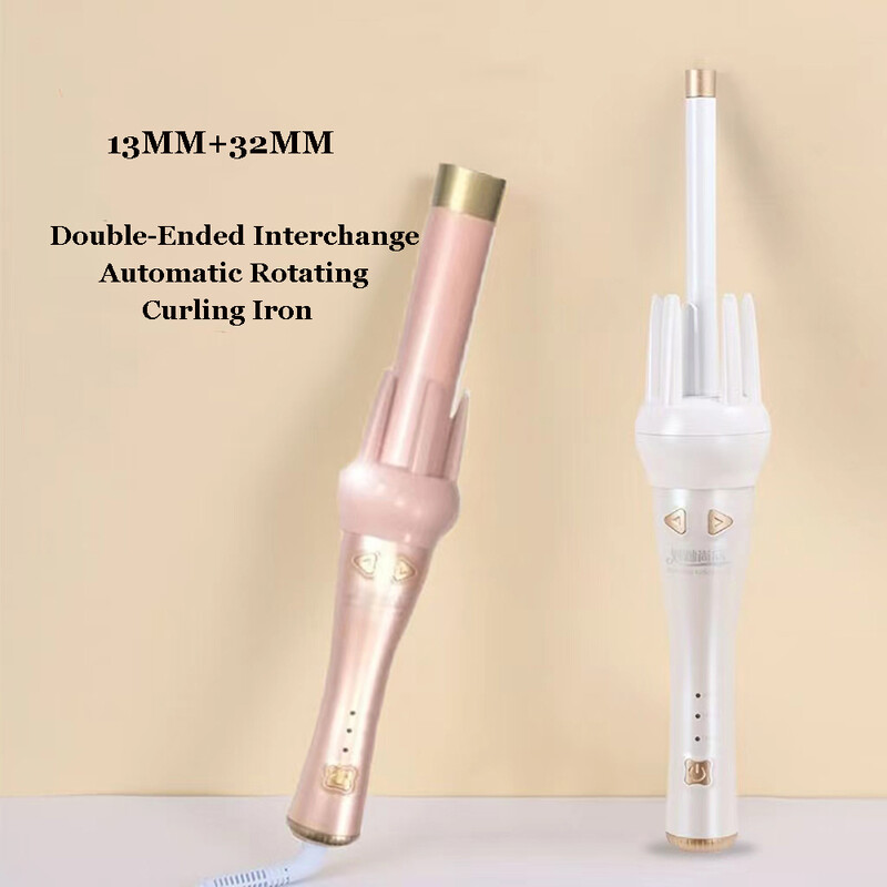 2 in 1 Automātisks rotējošs matu ruļlis 13 MM/32 MM matu gludeklis, maināms matu gludināmais ruļļa komplekts, matu veidošanas rīks