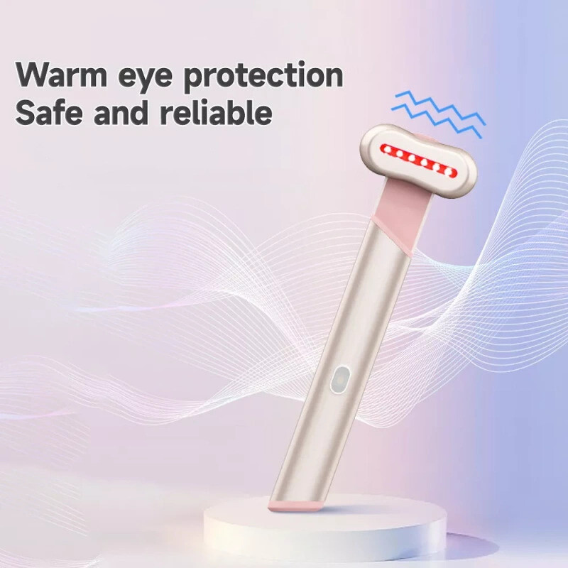 Raudonos mėlynos šviesos veido masažuoklis, akustinis vibracinis grožio prietaisas, rankinis veido akių masažuoklis