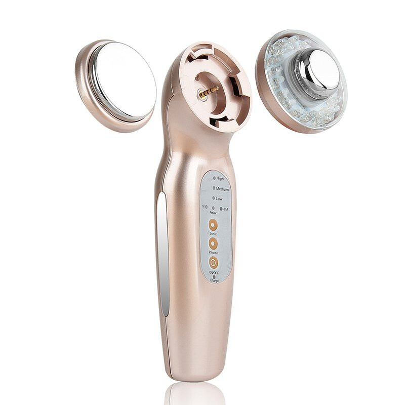 Namų naudojimui įkraunamas fotonų ultragarsinis odos priežiūros grožio prietaisas LED šviesos terapijos veido grožio aparatas, skirtas odai atjauninti