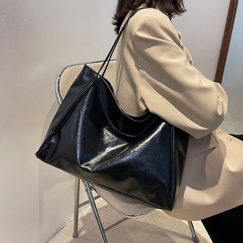 Vintage červená dámska taška Tote, športová ležérna módna veľkokapacitná kožená taška cez rameno, jednoduchá kabelka Harajuku