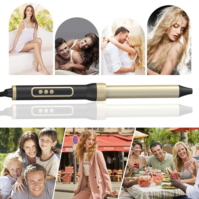 LISAPRO lokšķēres, 6 vienā keramisko mucu komplekts ar matu taisnotāja suku, tūlītēja uzsilšana, LCD temperatūras kontrole