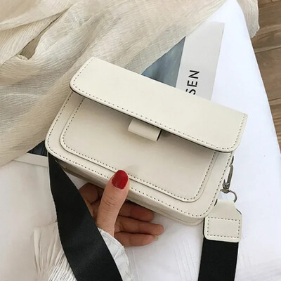 Dámska kabelka cez rameno 2024 Nová trendy široký ramenný popruh/retiazka malá štvorcová kabelka retro ležérna jednoduchá chlopňová crossbody kabelka pre ženy