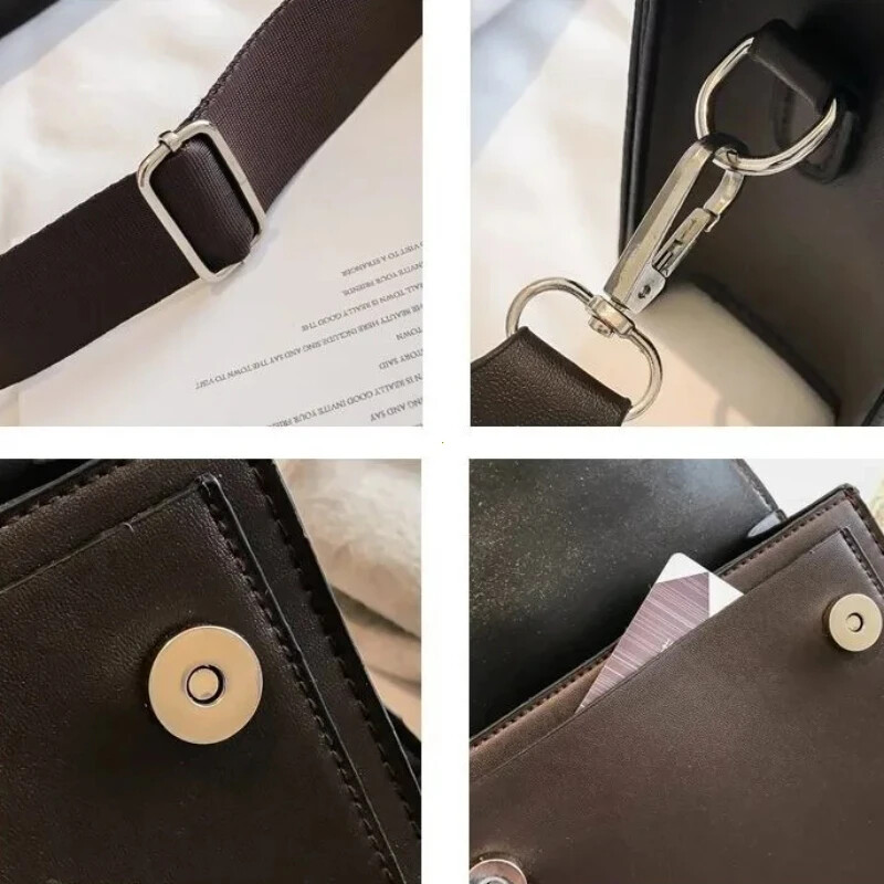 Dámska kabelka cez rameno 2024 Nová trendy široký ramenný popruh/retiazka malá štvorcová kabelka retro ležérna jednoduchá chlopňová crossbody kabelka pre ženy
