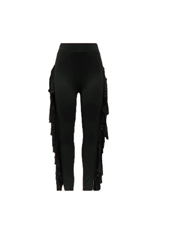 Dámske legíny s vysokým pásom, úzke, s strapcami Y2K, ležérne elastické, pevné, streetwear, ceruzkové nohavice, dámske nohavice, voľnočasové capri