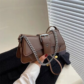 Dámska jednofarebná retiazková kabelka cez rameno, malá PU kožená kabelka a peňaženka, vintage luxusná značka, dámska klopa, crossbody kabelka