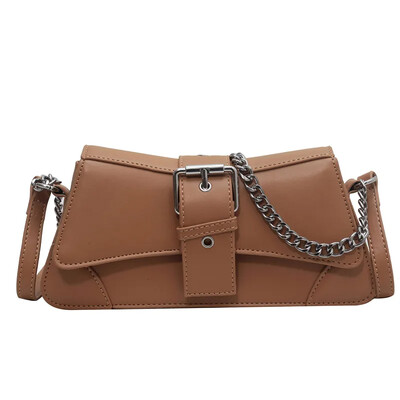 Dámska jednofarebná retiazková kabelka cez rameno, malá PU kožená kabelka a peňaženka, vintage luxusná značka, dámska klopa, crossbody kabelka