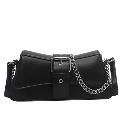 Dámska jednofarebná retiazková kabelka cez rameno, malá PU kožená kabelka a peňaženka, vintage luxusná značka, dámska klopa, crossbody kabelka