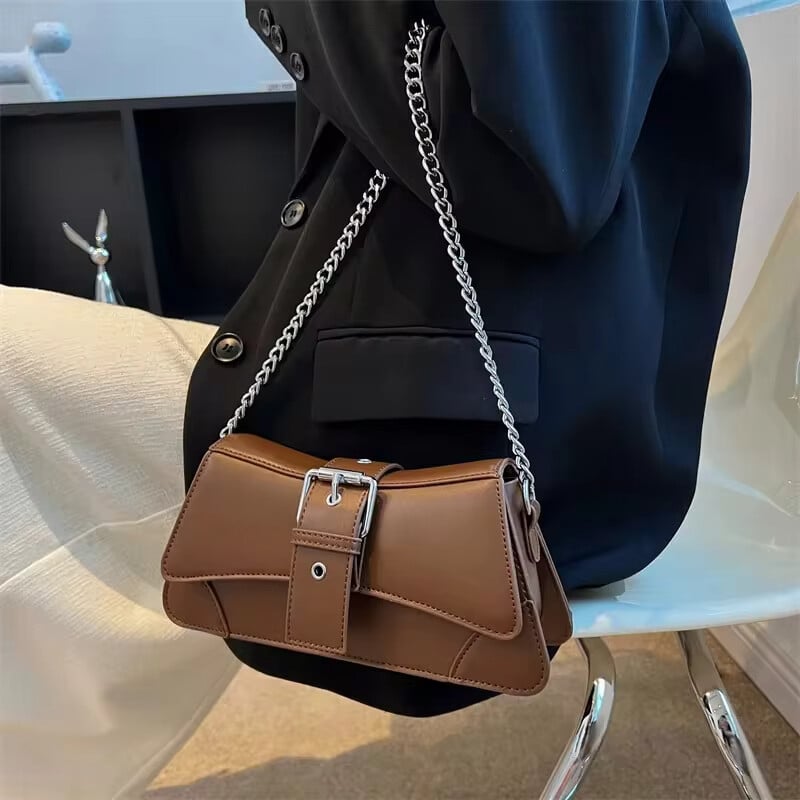 Dámska jednofarebná retiazková kabelka cez rameno, malá PU kožená kabelka a peňaženka, vintage luxusná značka, dámska klopa, crossbody kabelka