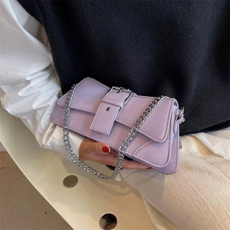 Dámska jednofarebná retiazková kabelka cez rameno, malá PU kožená kabelka a peňaženka, vintage luxusná značka, dámska klopa, crossbody kabelka