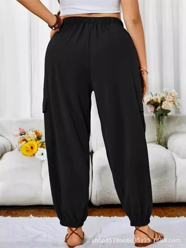Dámske letné dlhé nohavice Plus Size, ležérne, módne, elastické, s vysokým pásom, dámske nohavice v kórejskom štýle, voľné skladané nohavice