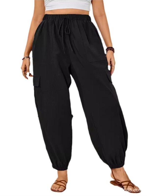 Dámske letné dlhé nohavice Plus Size, ležérne, módne, elastické, s vysokým pásom, dámske nohavice v kórejskom štýle, voľné skladané nohavice
