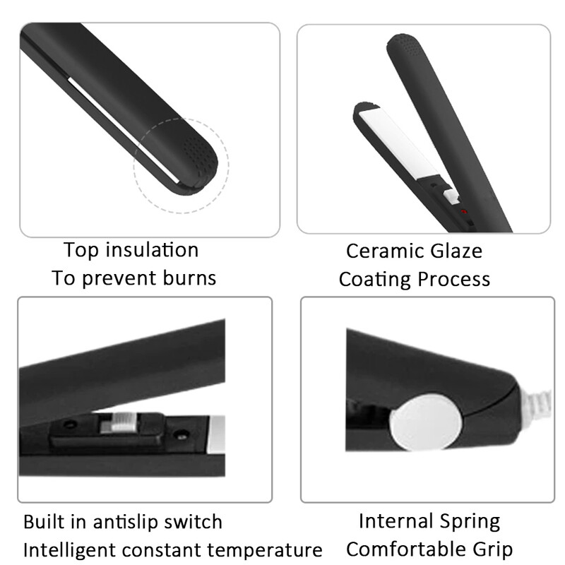 Mini Splint Flat Iron Matu taisnotājs Kērlinga Nūjiņa Cirtainais Keramikas Ruļļotājs Taisns Divējāda Pielietojuma Matu Veidošanas Instruments AR Matu Sprādzi