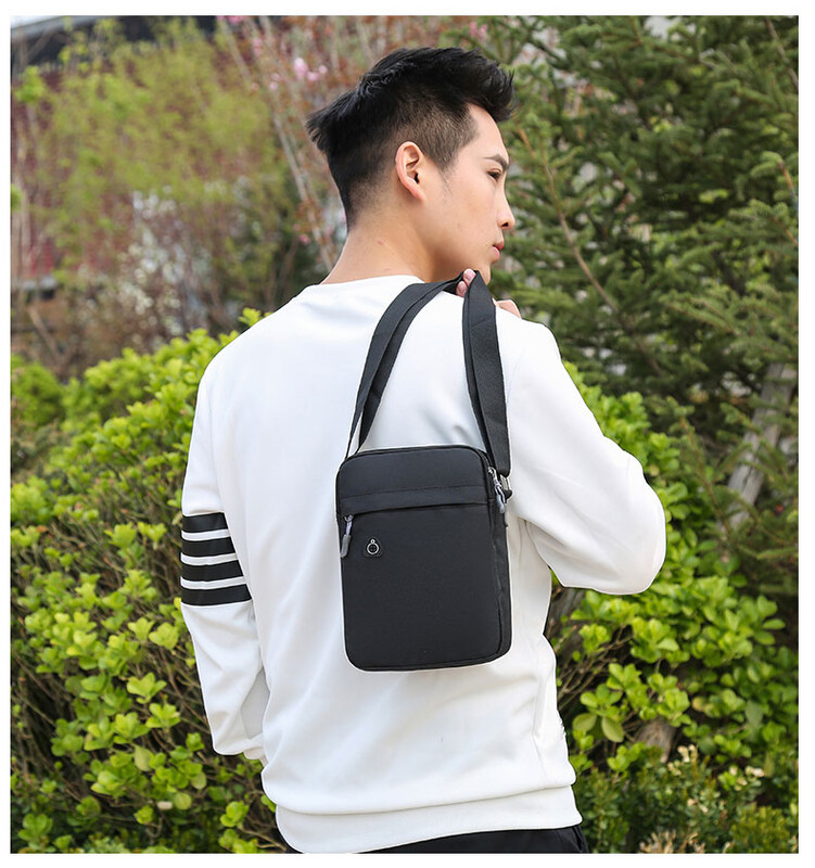 Pánska crossbody kabelka, módna kabelka cez rameno, mini pánska náprsná taška, plátená cestovná kabelka, jednoduchá čierna taška, Bolso Mochila