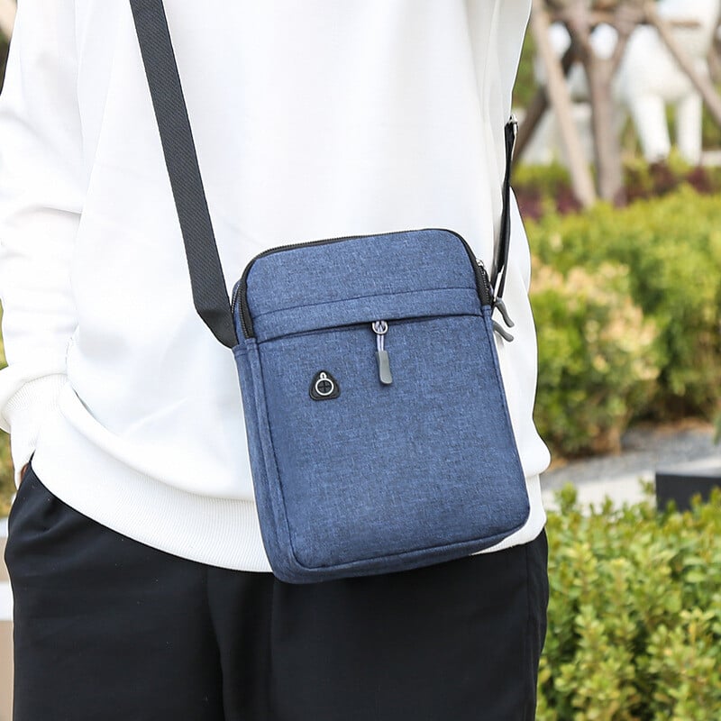 Pánska crossbody kabelka, módna kabelka cez rameno, mini pánska náprsná taška, plátená cestovná kabelka, jednoduchá čierna taška, Bolso Mochila