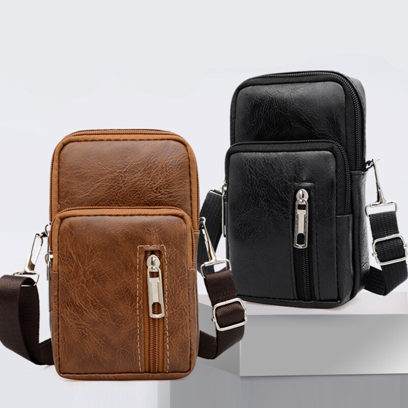 Pánska taška cez rameno, multifunkčná kožená taška cez rameno, ležérna crossbody taška, vysoko kvalitná pánska kabelka na telefón, pánska náprsná taška