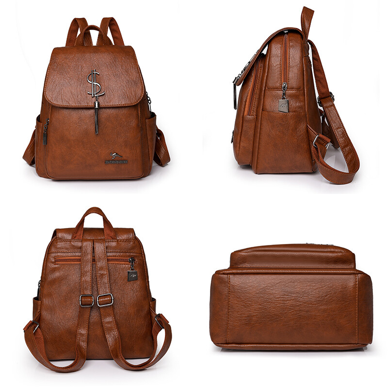 Mados Moteriškos Minkštos odinės kuprinės Moteriškos mokyklinės knygų krepšiai Didelės talpos pirkiniai Kelionių kuprinė Moteriai Nauja laisvalaikio kuprinė