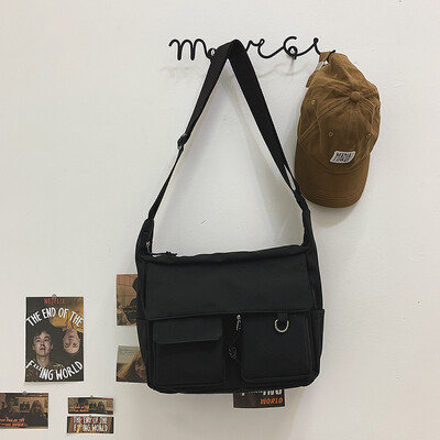 Koreai Ulzzang Messenger Bag Női Új 2023 Nylon táskák Több zsebes Crossbody táskák Női Iskolakönyv Válltáska Lányok táska