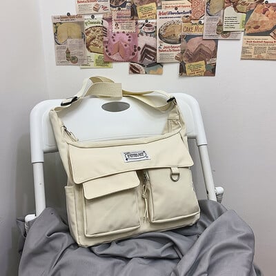 Koreai Ulzzang Messenger Bag Női Új 2023 Nylon táskák Több zsebes Crossbody táskák Női Iskolakönyv Válltáska Lányok táska