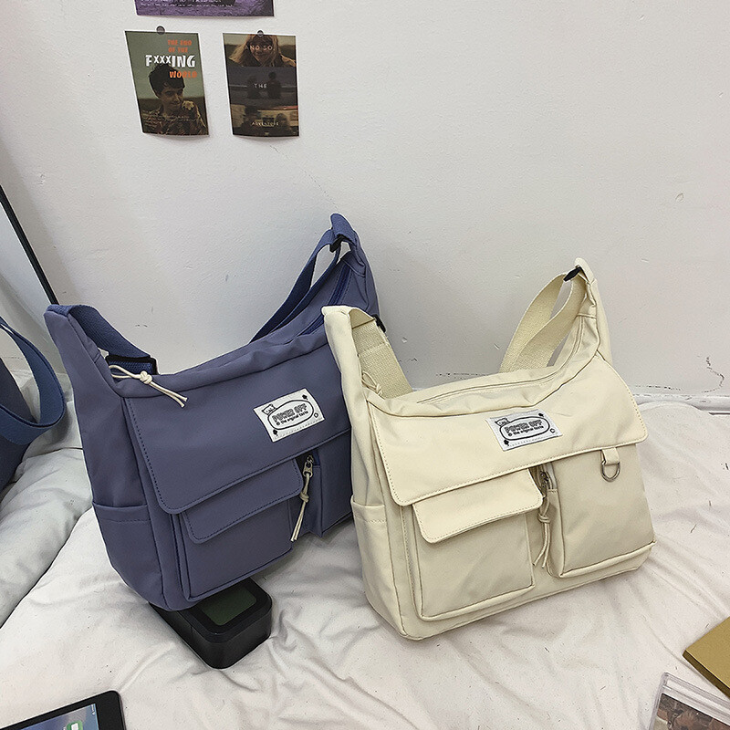 Koreai Ulzzang Messenger Bag Női Új 2023 Nylon táskák Több zsebes Crossbody táskák Női Iskolakönyv Válltáska Lányok táska