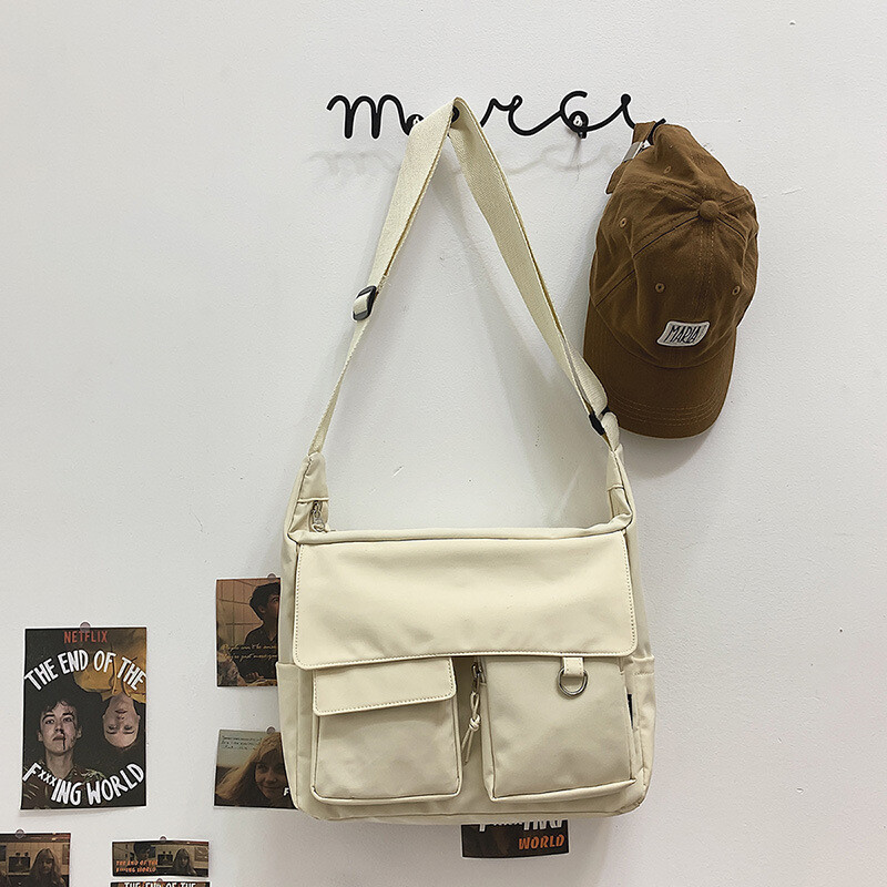 Koreai Ulzzang Messenger Bag Női Új 2023 Nylon táskák Több zsebes Crossbody táskák Női Iskolakönyv Válltáska Lányok táska